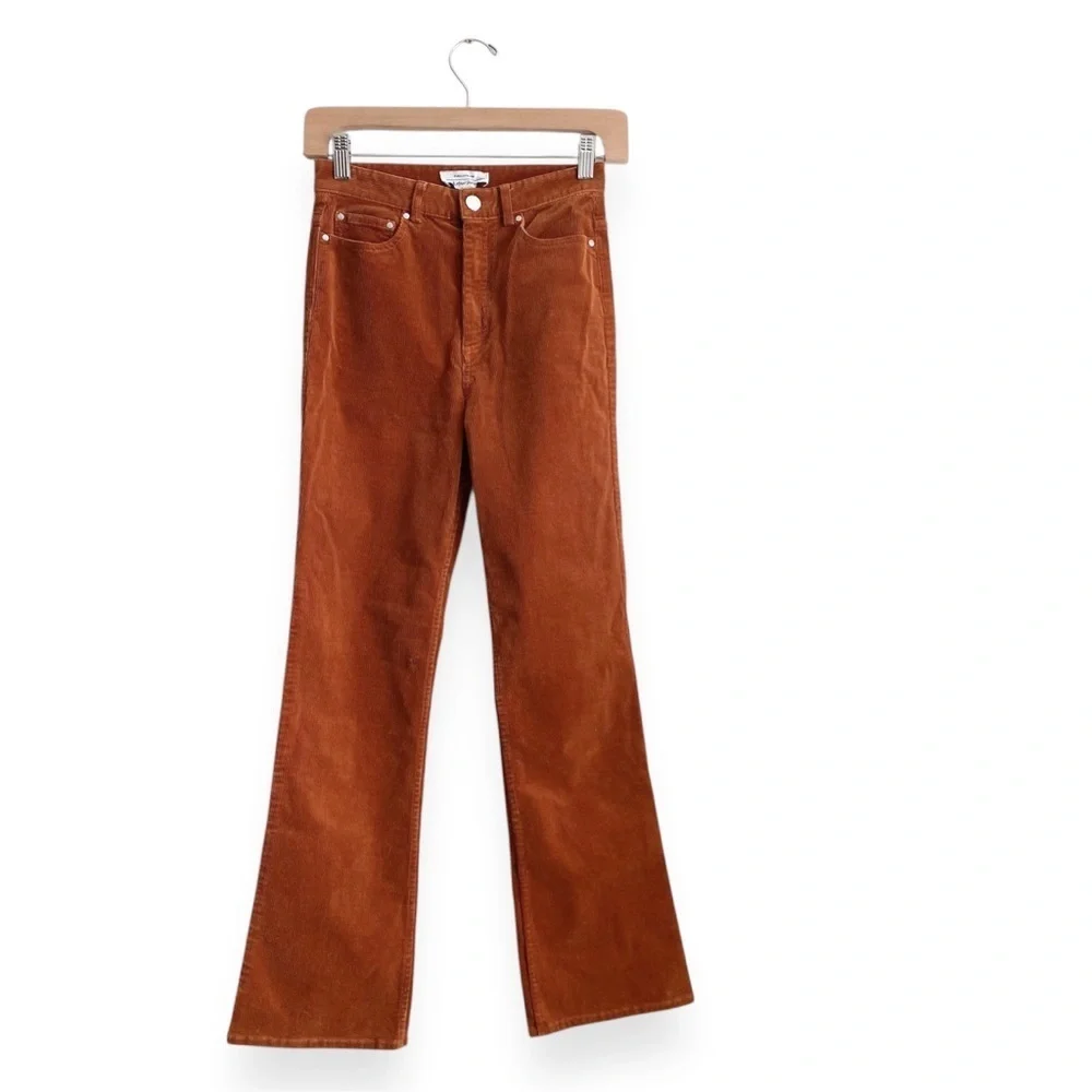 & Other Stories Caramel Corduroy Straight Kick Flare Pants Cropped Ankle Retro 2